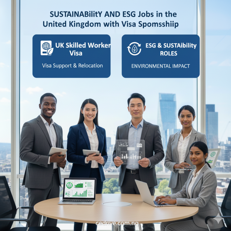 Sustainability and ESG Jobs in the United Kingdom with Visa Sponsorship